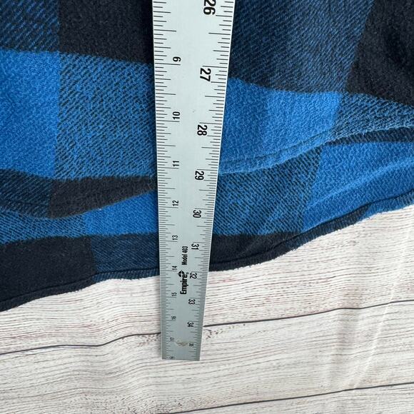 Lucky Brand Saturday Stretch Plaid Flannel Shirt Mens XL Blue Classic Fit - Picture 12 of 14